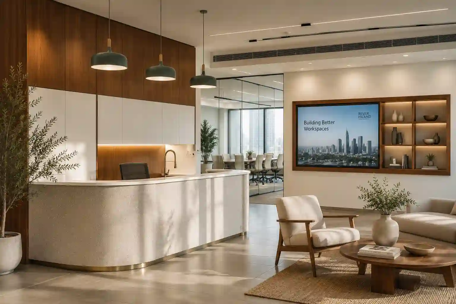 Office fitout Dubai project — commercial interior by River Island Interiors