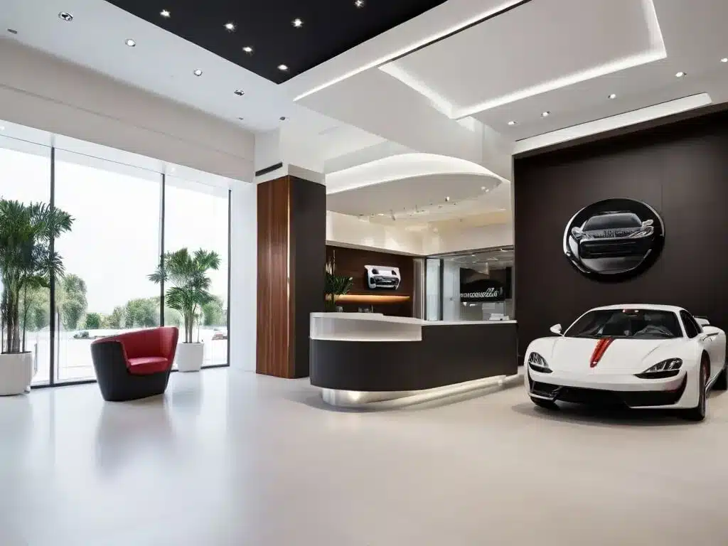 car showroom reception interior in Dubai