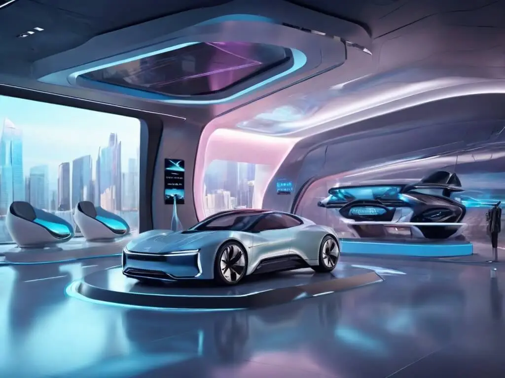 ultra modern car showroom interior in Dubai