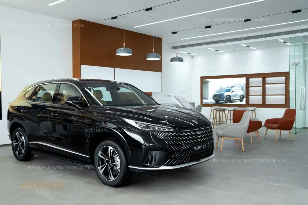 car showroom interior design in dubai - roewe ittihad road